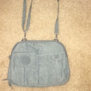 Gray, cross body, multi pocket purse
